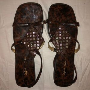 y2k leopard print sandals | sequin detail